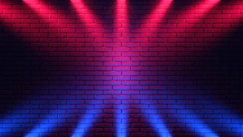 Brick wall background, neon light. 3d illustration Stock Illustration