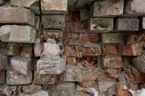 Brick wall background pattern with old white paint texture Stock Photos