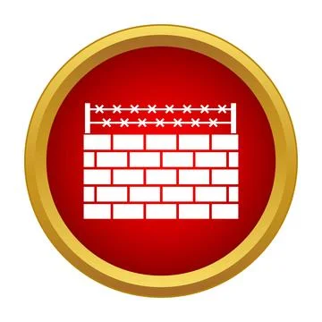 Brick wall with barbed wire for security and confinement Stock Illustration