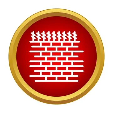 Brick wall barrier with barbed wire icon Stock Illustration