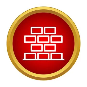 Brick wall barrier icon in red circle Stock Illustration