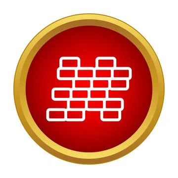 Brick wall barrier icon symbol for construction and security Stock Illustration
