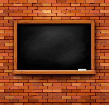 Brick wall with a blackboard. vector. Stock Illustration