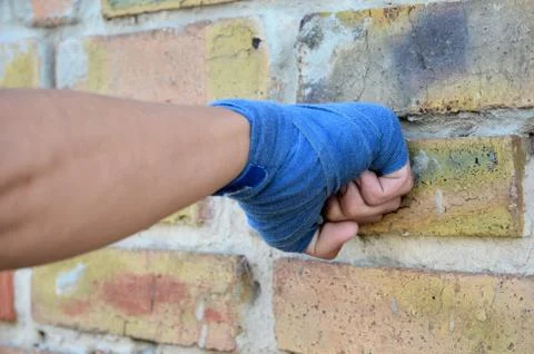 The brick wall blocks a way Stock Photos