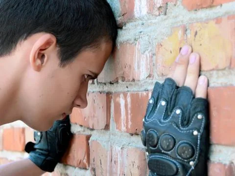 The brick wall blocks a way Stock Photos