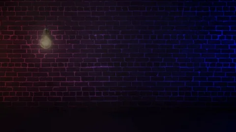 Brick Wall Blue and Red Lights with Bulb 4K Loop Stock Footage 103182878