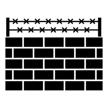 Brick wall border icon, simple style Stock Illustration