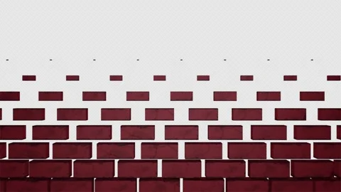 Brick wall bottom-up transition on alpha Stock Footage 305409073