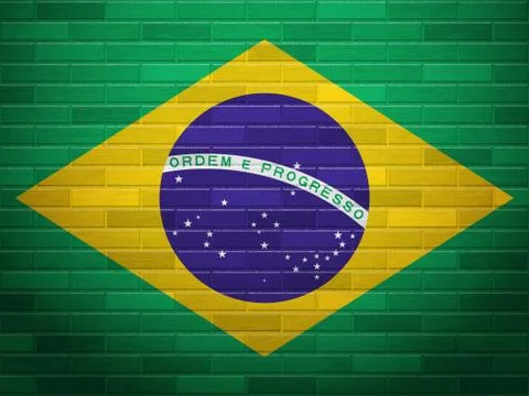 Brick wall Brazil flag Illustrazione stock