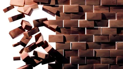 Brick wall breaking means change and breakthrough, destruction symbolizes Иллюстрация