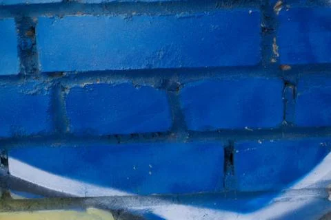 Brick wall. The brick wall painted in blue. Stock Photos