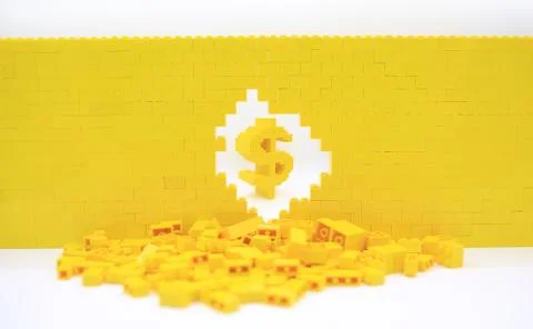 Brick wall broken discover the dollar sign Stock Photos