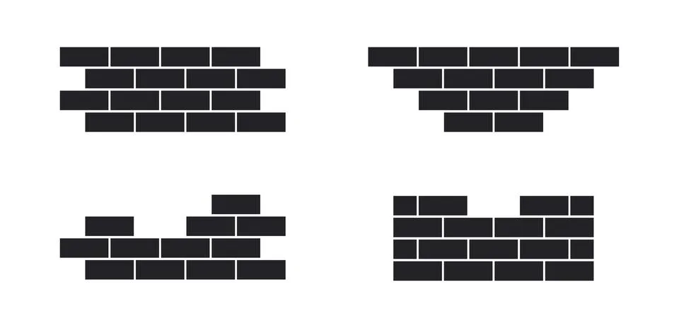 Brick wall build stack stonewall business house. Brick stone icon wall Stock Illustration