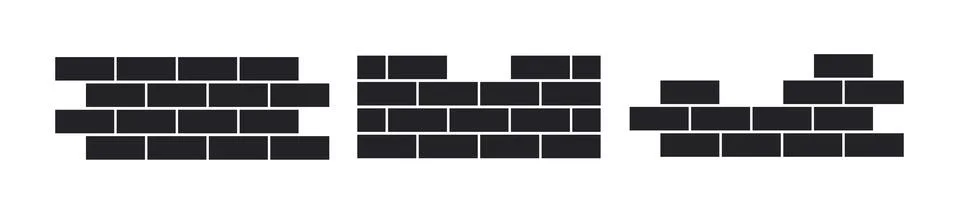 Brick wall build stack stonewall business house. Brick stone icon wall Stock Illustration