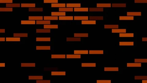 Brick wall building animation, red bricks randomly appearing on black background Stock Footage 126899273