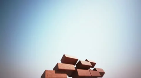 Brick wall building up. Stock Footage