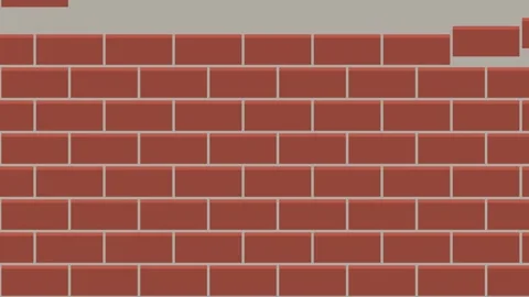 Brick wall building up seamless looping background 4K Видео 337062812