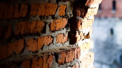 Brick wall in the castle. Closeup texture of wall with cement. 動画素材 117626815