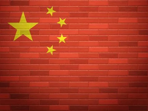 Brick wall China flag Stock Illustration