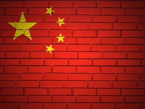 Brick wall China flag Stock Illustration