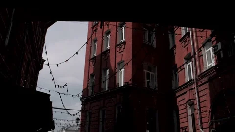 Brick wall in the city with dark shadows Stock Footage 141983006