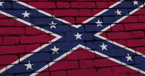 A brick wall with the Confederate state flag of the USA Video stock 337428097