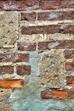 Brick wall from the construction of an ancient building Stock Photos