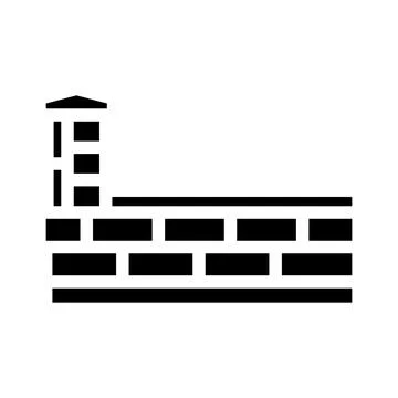 Brick wall construction barrier icon flat design Stock Illustration