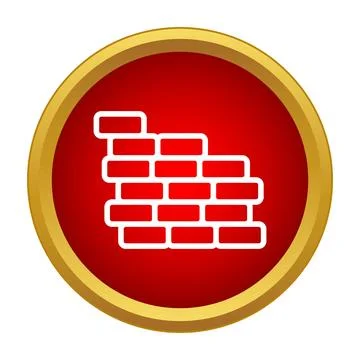 Brick wall construction icon representing building development Illustration