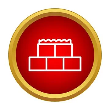 Brick wall construction icon showing building process Ilustración de archivo