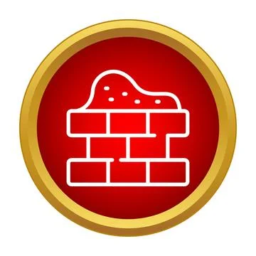 Brick wall construction icon showing masonry building Stock Illustration