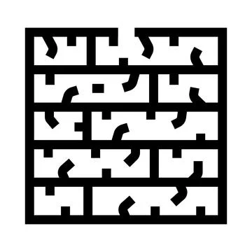 Brick wall construction line icon building material Stock Illustration