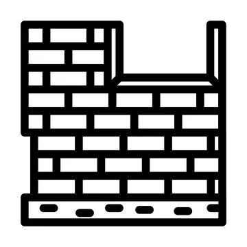 Brick wall construction process icon showing masonry foundation Ilustración de archivo