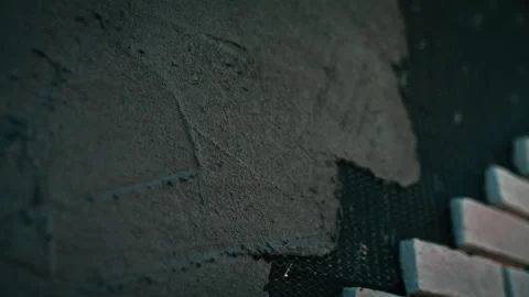 Brick wall construction process shown in detail for building houses Stock Footage 310161639