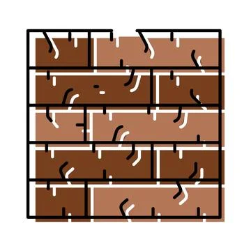 Brick wall construction showing textured masonry surface illustration Stock Illustration