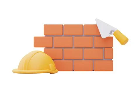 Brick wall with Construction tools,Happy labour day.3d rendering Stock Illustration