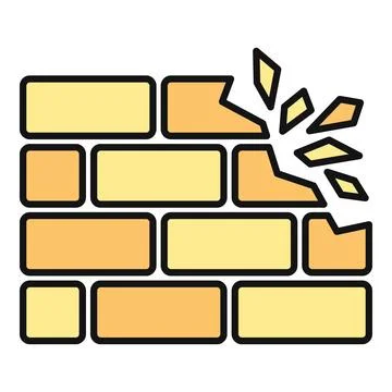 Brick wall crumbling concept breaking barrier Stock Illustration