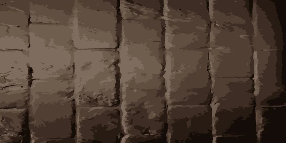Brick wall. Dark brickwork. Vector vintage illustration Stock Illustration