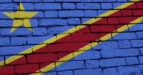A brick wall with the democratic republic of congo flag Stock Footage 337428282