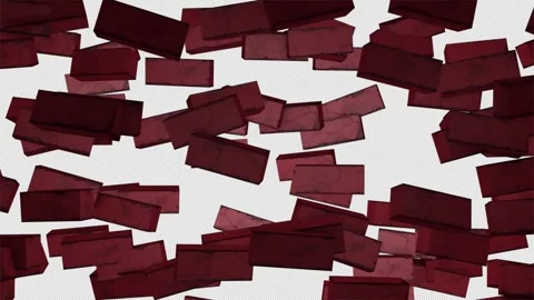 Brick wall destroy transition on alpha Stock Footage 305447719