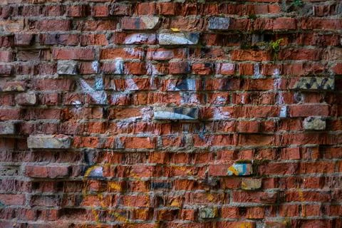 Brick wall destroyed background Stock Photos