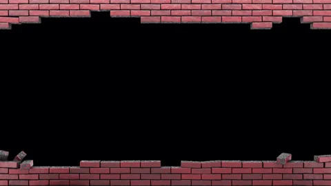 Brick wall destruction animation. Exploding red brick wall. Stock Footage 329037497