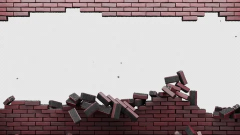 Brick wall destruction animation. Stock Footage 329035351