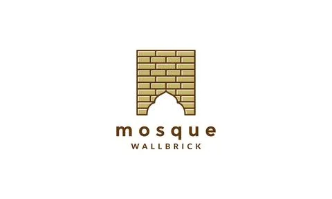 Brick wall dome mosque logo symbol vector icon illustration graphic design Ilustración de archivo