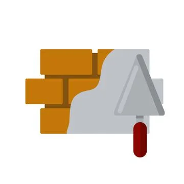 Brick wall. Element of building construction. Simple logo. Repair material. Stock Illustration