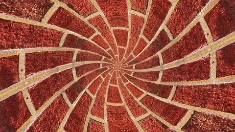 Brick wall endless mesmeric hypnotic spiral seamless loop animation background Stock Footage 100113282