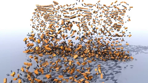 Brick wall fall down Stock Footage 128128554