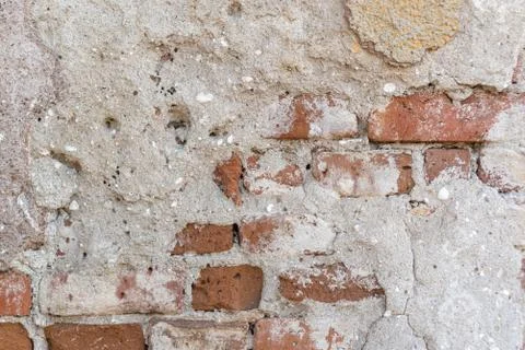 Brick wall with falling apart texture background rough grunge space for text 스톡 사진