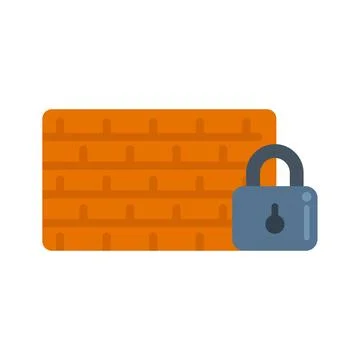 Brick wall firewall protecting data with closed lock イラスト素材