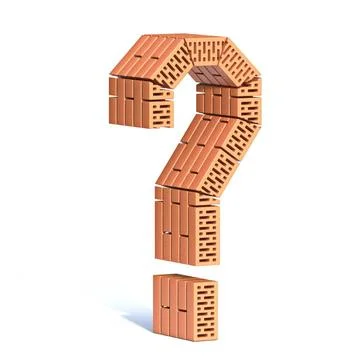 Brick wall font Question mark 3D Brick wall font Question mark 3D render i... Stock Photos